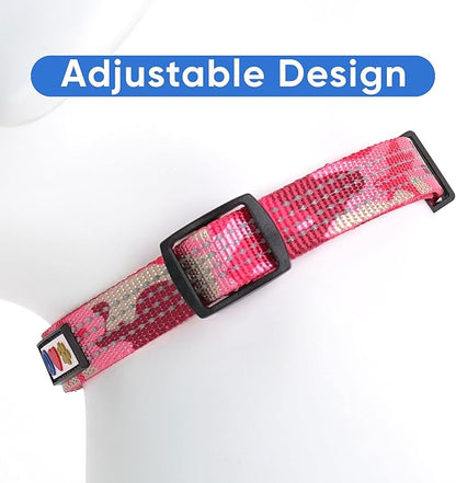 Pawtitas Reflective Camouflage Pink Puppy or Dog Collar, Large