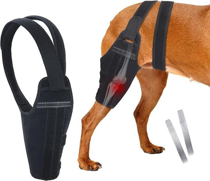 Dog Knee Brace for Torn ACL Hind Leg–Adjustable Support Dog Leg Brace for Back Leg with 2 Stabilizers, Hip Support to Reduces Pain Luxating Patella , Ligament Injuries, CCL (Black, Left Leg, L)