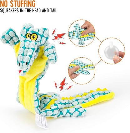 AZSSMUK Dog Squeaky Toys No Stuffing, Pet Toy with Durable Double Layer Fabric with Two Squeakers for Small Large Breeds Chew Toys Set (4PCS)