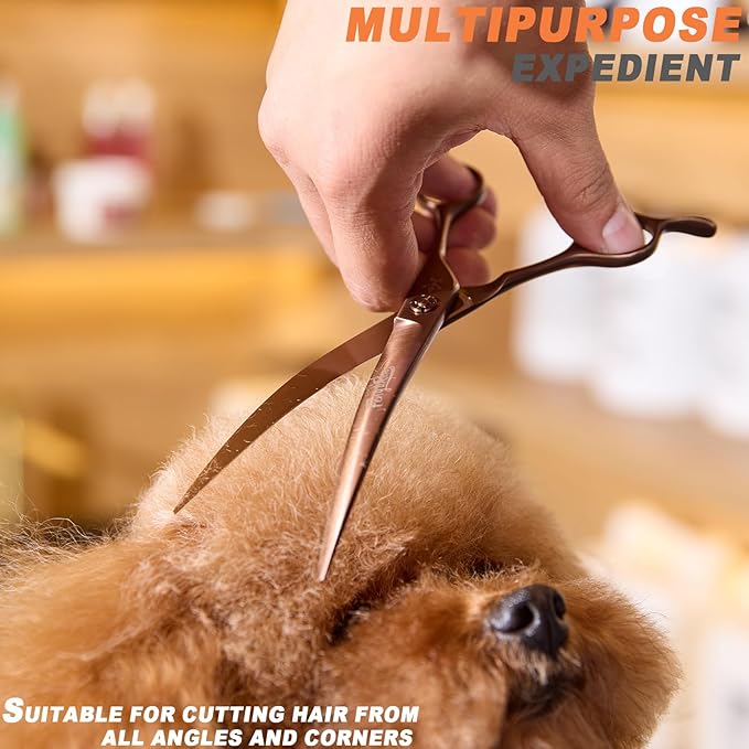 High-end Professional Dog Grooming Curved Scissors Pet Curved Shears 7.5 Inches Extremely Very Sharp Made Of Stainless Steel Alloy By Hand For Dog Cat Groomer