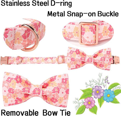 Unique style paws Cartoon Dog Collar with Bow Spring Summer Puppy Collar with Flower for Small Medium Large Boys Girls Dogs