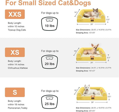 Small Dog Bed Orthopedic Washable: Beds Bolster Small Sized Dogs Bed Egg Crate Foam Couch Sofa Waterproof with Removable Cover - Ginger