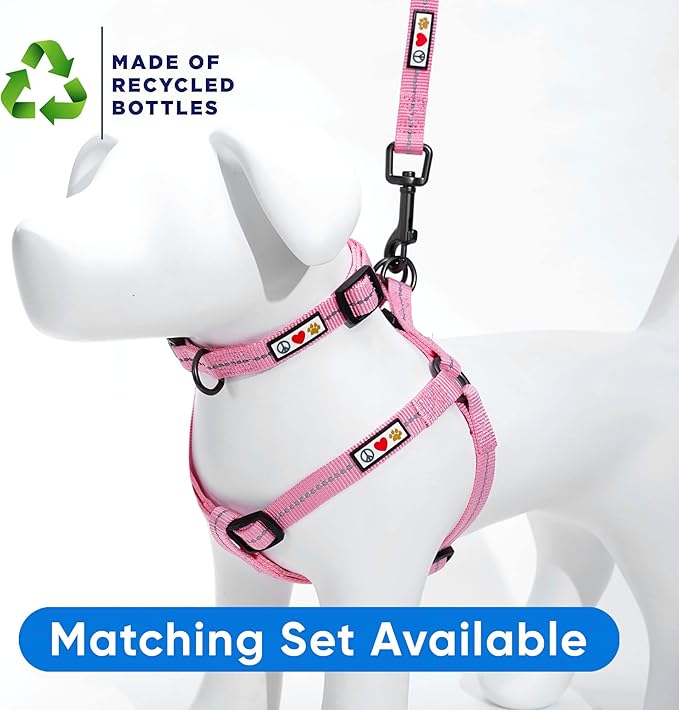 Pawtitas Pink Dog Leash 6 ft M/L Reflective Durable Lightweight Recycled Lead for Medium or Large Dogs and Puppies