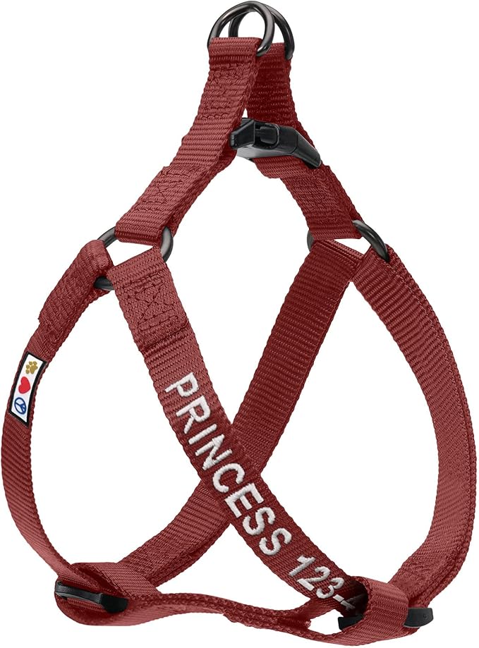 Pawtitas Personalized Dog & Puppy Harness Small Marsala Custom ID Tag Adjustable No Pull Vest