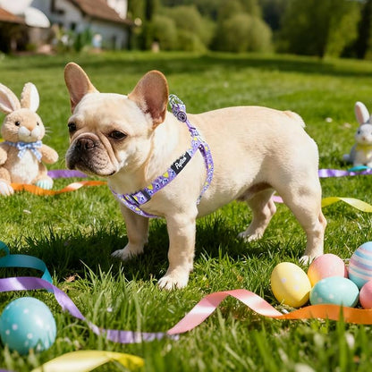 PUPTECK No Pull Easter Dog Harness Soft Adjustable Basic Nylon Step in Puppy Vest Outdoor Walking with ID Tag, Light Purple S