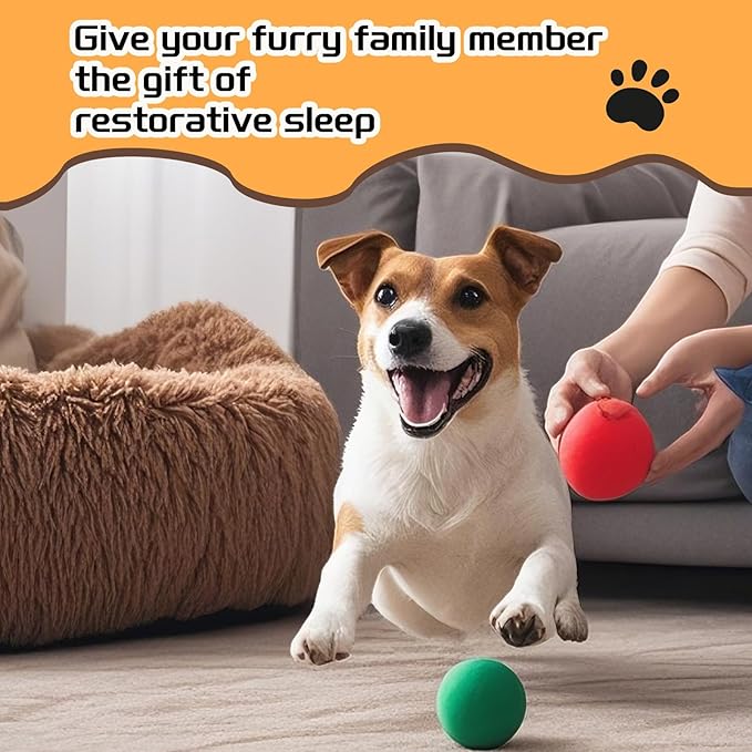 Comfort Donut Dog Bed for Small Dogs, Cat Bed & Pet Bed for Indoor Use, Medium Size with Soft Plush, Round Dog Beds for Large Dogs and Cats (Coffee, 20''Lx20''Wx8''Th)