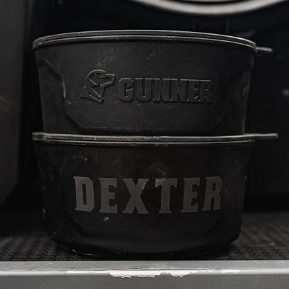 GUNNER Dog Bowl with Spill-Proof Travel Lid – 7.5" x 3.75", 1.3 lb, 7-Cup Capacity, BPA-Free, Rust-Proof, Shock-Resistant, Stackable, Dishwasher Safe, Leak-Resistant Nesting Lid – Black