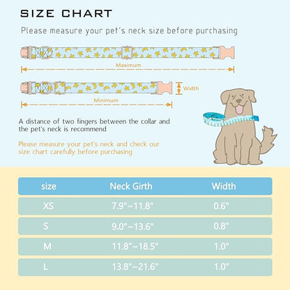 Faygarsle Blue Stars Moon Pattern Dog Collar for Small Medium Large Dogs Cute Puppy Collars for Female Dogs for Summer Spring Wedding Necklace Girl Dog Collar M