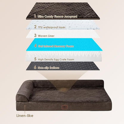EHEYCIGA Orthopedic Dog Bed Medium Size Dogs, Memory Foam Dog Bed with Washable Removable Cover, Waterproof Pet Sofa Couch for Crate with Nonskid Bottom, 30x20x6,Brown