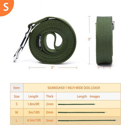Siumouhoi Strong Durable 6 ft Nylon Dog Training Leash, 1 Inch Wide Traction Rope, for Small and Medium Dog (Military Green, 6 Feet)