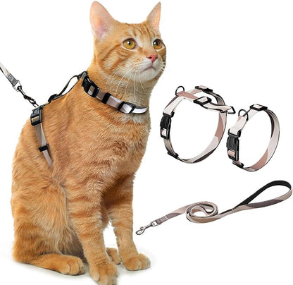 Hikiko Cat Harness and Leash Set Escape Proof Adjustable Walking Travel Soft Kitten Harness for Small Medium Large Cats (Color Block, S)