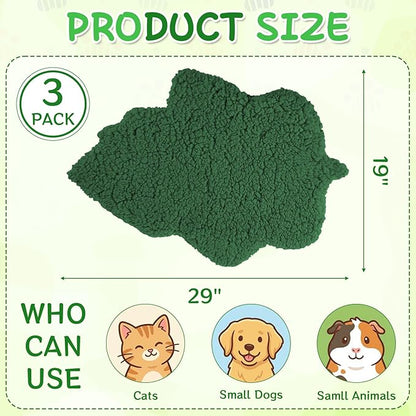 BrightRow 3 Pack Self Warming Pet Bed Leaf Shape Self Heating Cat Dog Mat Washable Thermal Sleeping Pad for Indoor Outdoor Hedgehog, Bunny, Sugar Glider, Rat, Chinchilla(Mixed Colors,Large-19 x29)
