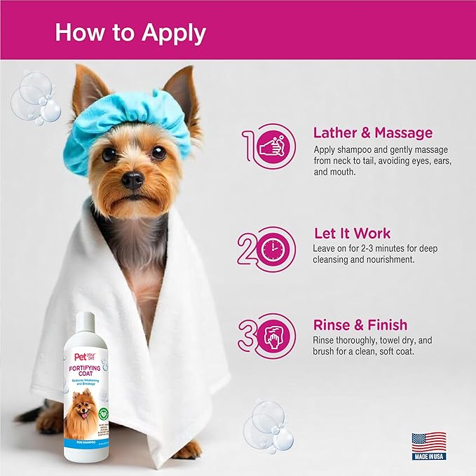 Natural Dog Shampoo for Coat Strength – Fortifying Formula with Argan, Jojoba Oil & Aloe Vera – Deodorizing & Moisturizing Grooming Wash for Shedding & Sensitive Skin - 16 oz