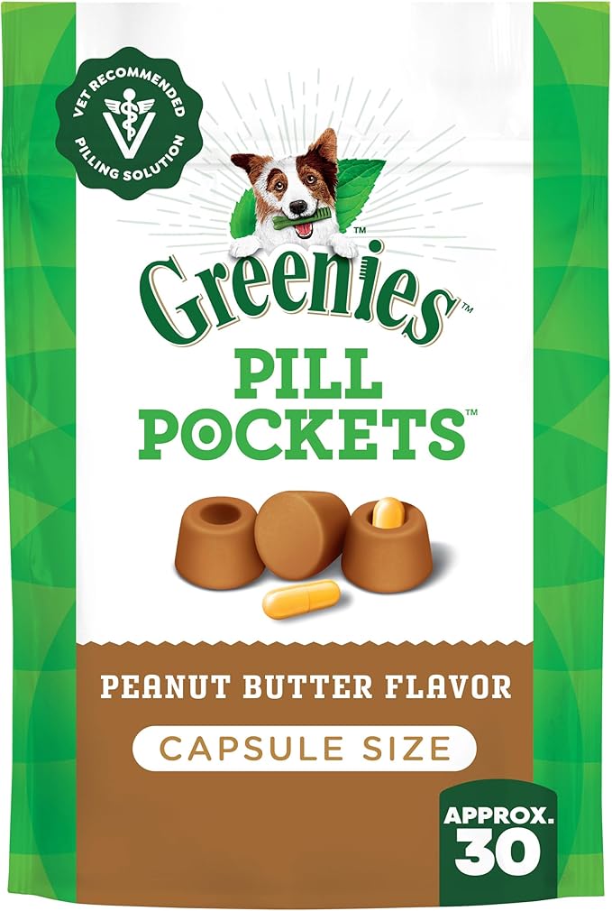 Greenies Pill Pockets for Dogs, Large Size Soft Dog Treats, Peanut Butter Flavor, 7.9 oz. Pouch