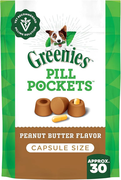 Greenies Pill Pockets for Dogs, Large Size Soft Dog Treats, Peanut Butter Flavor, 7.9 oz. Pouch