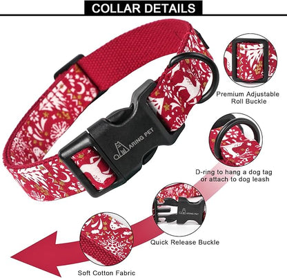 ARING PET Christmas Dog Collar, Cute Red Reindeer Cotton Lightweight Xmas Pet Collars for Puppy Small Medium Large Dogs-S