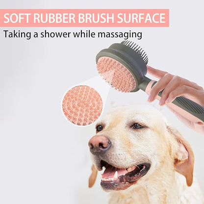 Pet Grooming Deshedding Brush for Dogs and Cats with Easy Clean Button, Professional Hair Removal Tool with Massage Tips,Easy Clean and Bath massage