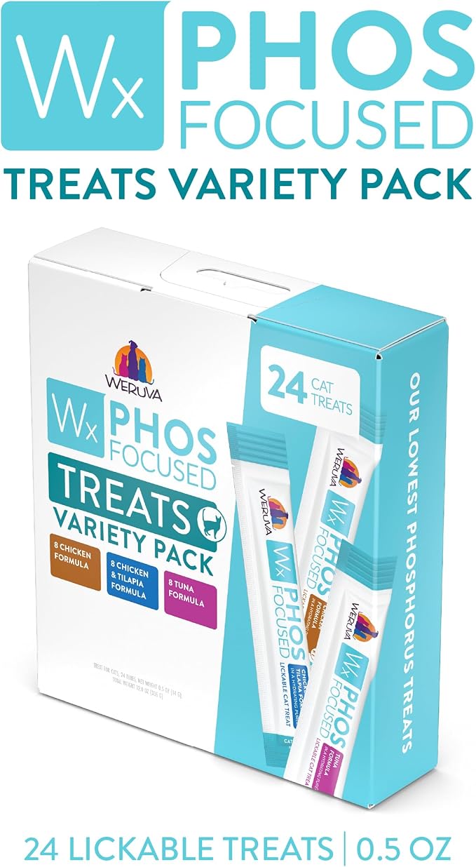 Weruva Wx Phos Focused, Lickable Cat Treats Variety Pack, 0.5oz Tube, Pack of 24