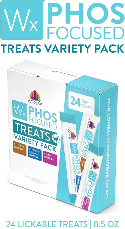Weruva Wx Phos Focused, Lickable Cat Treats Variety Pack, 0.5oz Tube, Pack of 24