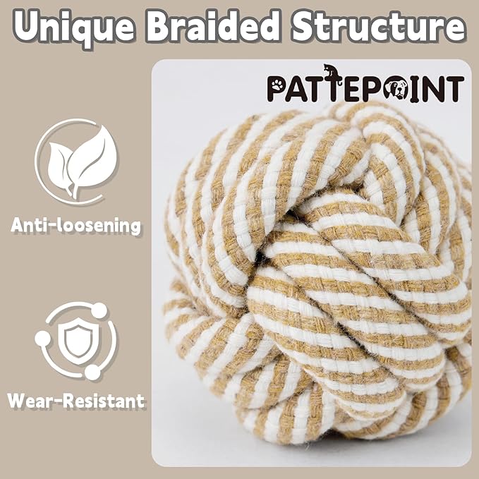 PATTEPOINT Dog Rope Toy for Small Dog 3pcs, Natural Chew Toys for Puppy, Medium & Small Dogs, Tug of War Rope for Puppies Clean & Relieve Teething