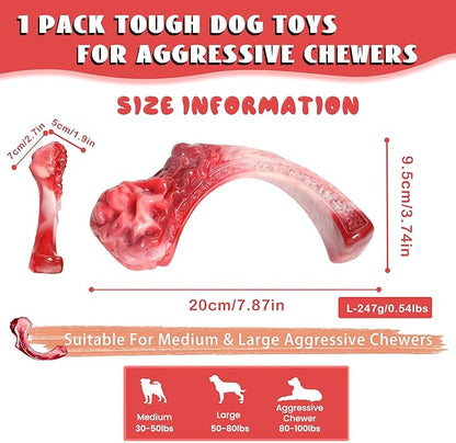 DSUMD Tough Dog Toys for Aggressive Chewers, Super Chew Toy to Keep Them Busy, Cleaning Teeth, Boredom and Stimulating, Indestructible Nylon Bone for Medium Large Breed, Best Pet Gift, Beef Flavor