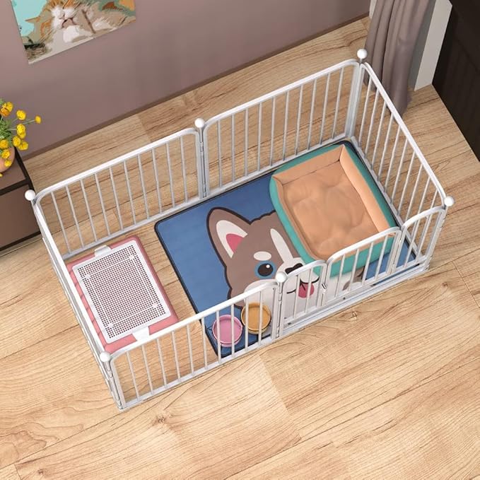 PEIPOOS Dog Pen Pet Playpen Panel Pen Bunny Fence Indoor Outdoor Fence Playpen Heavy Duty Exercise Pen Dog Crate Cage Kennel(White)