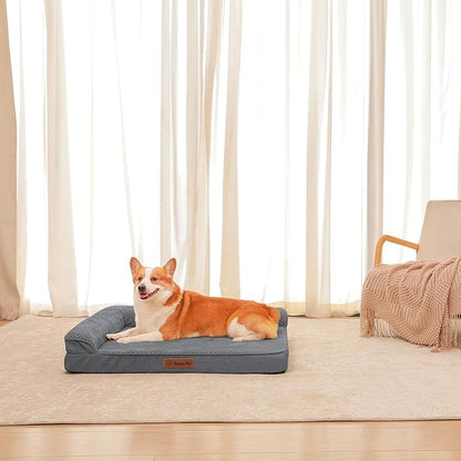 Rainmr Orthopedic Dog Bed Medium Size Dog, Memory Foam Dogs Bed for Medium Dogs, Washable Removable Cover, Nonskid Bottom, Waterproof, for Indoor, Outdoor, Crate ＆ Car Use, 35x23x6 Inches, Dark Grey