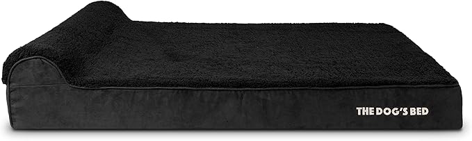 The Dog’s Bed Orthopedic Headrest Dog Bed XXL Black Plush, Memory Foam, Pain Relief for Arthritis, Hip & Elbow Dysplasia, Post Surgery, Lameness, Waterproof Washable Cover, Veterinary Approved