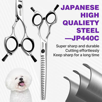 Chunkers Dog Grooming Scissors Professional Thinning Shears for Dogs Trimming 70% Thinning Rate 19 Teeth Symmetric Handle Light Weight for Pet Groomers or Family DIY Use