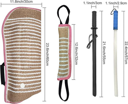 LWPITTY Professional Dog Bite Training Set - Tough Dog Bite Sleeve, Protection for K9, Pitbull, German Shepherd (4 Pack)