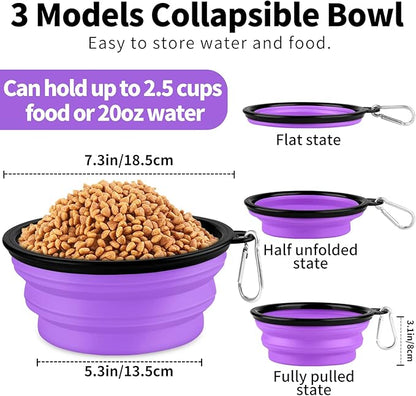 Collapsible Dog Bowls-2 Pack Large Size for Large/Medium Dogs, Pet Travel Water Bowl, Dogs Cat Portable Water Bowl, Dog Pet Feeding Watering Dish Outdoor Hiking Parking Traveling with 2 Carabiners