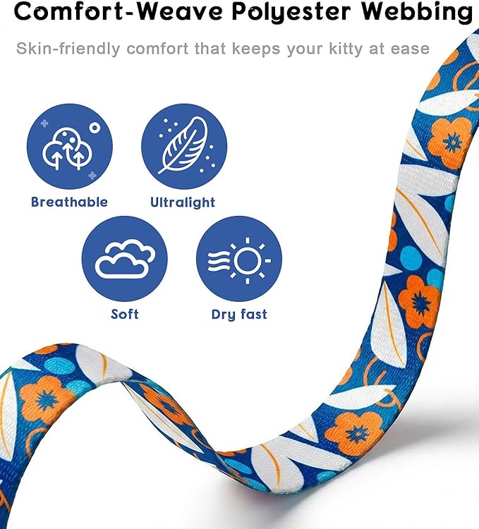 Halypet 2-Pack Cat Harness and Leash Set, Escape Proof 3-in-1 Adjustable Harness for Cats, Soft Lightweight, Easy On & Control for Walking, Travel & Outdoor Use, Small (Navy & Orange)