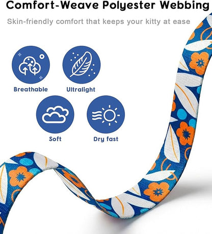 Halypet 2-Pack Cat Harness and Leash Set, Escape Proof 3-in-1 Adjustable Harness for Cats, Soft Lightweight, Easy On & Control for Walking, Travel & Outdoor Use, Medium (Navy & Orange)