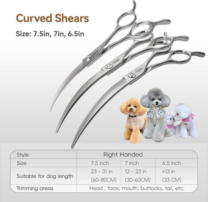 Professional 45°Curved Grooming Scissors for Dogs 7.0 in Big Arc Curved Shears for Professional Groomer Japan VG10 High-carbon Steel Right Hand Matte