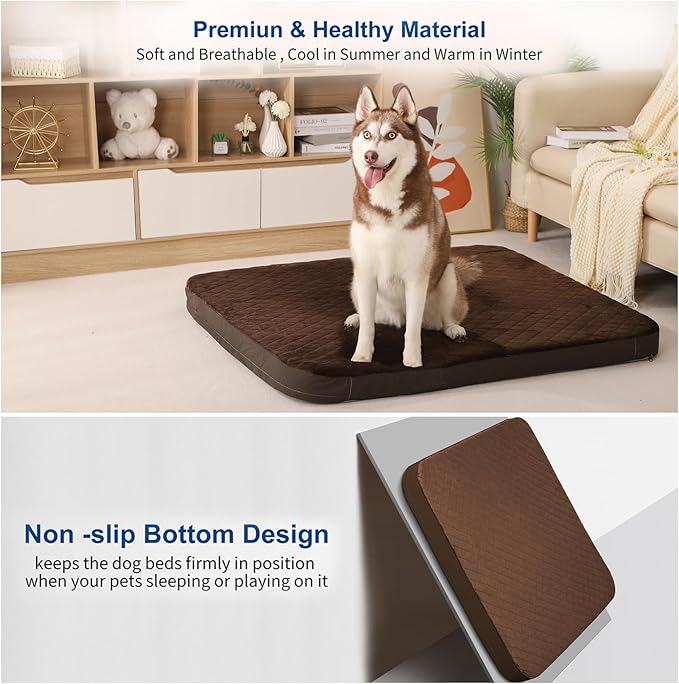 JoicyCo Dog Bed for Medium Dogs, Orthopedic Foam Dog Bed, Joint Relief Pets Sleeping Mattress, Non Slip Bottom with Washable Removable Cover, Dark Browm