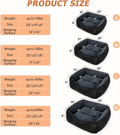 MIXJOY Large Dog Bed for Large Medium Small Dogs, Rectangle Washable Orthopedic Dog Bed, Soft Calming Sleeping Puppy Bed Durable Pet Cuddler with Anti-Slip Bottom L(30"x24"x9")