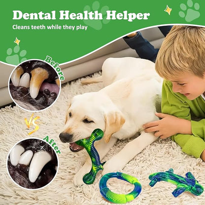 Furdog 3 Pack Dog Toys for Aggressive Chewers Indestructible Dog Toy for Large Dogs Tough Dog Toys to Keep Them Busy, Purple (Green)