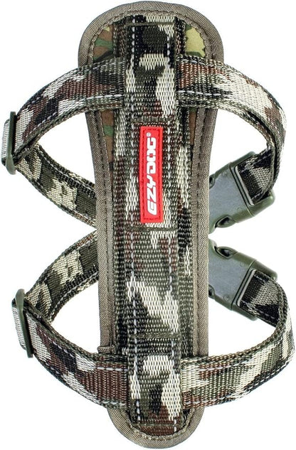 EzyDog Chest Plate No Pull Dog Harness – Escape Proof Harness with Reflective Stitching and Comfort Padding for Easy Walks, Training & Control - Car Restraint Included (Small, Green Camo)
