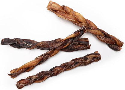Jack&Pup 12" Braided Bully Sticks (3 Pack) Long Lasting Thick Bully Sticks for Large Dogs and Aggressive Chewers, Single Ingredient Dog Chews
