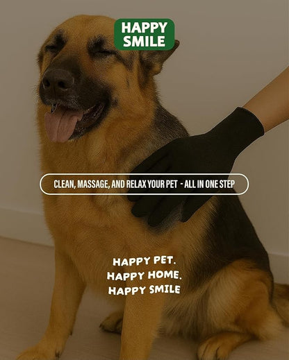 Happy Smile Pet Grooming Gloves for Dogs & Cats – Deshedding, Bath & Massage – Hair Removal Gloves for Short & Long Fur – 1 Pair