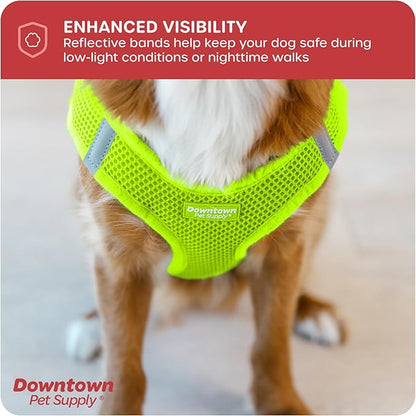 Downtown Pet Supply Step in Dog Harness, XX-Large, Atomic Yellow - Adjustable, Padded Mesh Fabric, Reflective Trim, No Pull, Buckle Strap