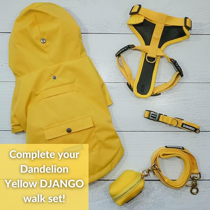 DJANGO Adventure Dog Leash – Strong, Comfortable, and Stylish Dog Leash with Solid Brass Hardware and Padded Handle - Designed for Outdoor Adventures and Everyday Use (Dandelion Yellow)
