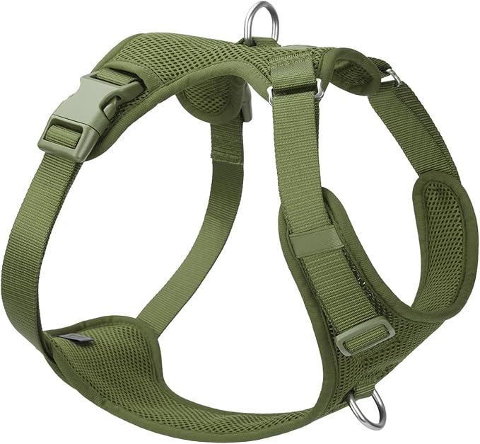 No Pull Dog Harness for Small Medium Large Dogs - Adjustable 2 Layer Mesh Dog Vest with Dual Clip, Escape Proof, Quick Release, Lightweight Breathable Mesh for Walking Hiking (Misty Green,XL)