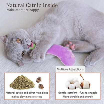 ETEKYER Catnip Cat Toys, 5 Pack, Plush Cat Nip Toys for Indoor Kitten Kitty, Interactive Cat Kicker Chew Safe Teeth Cleaning Toys, Fun Vegetable Shape