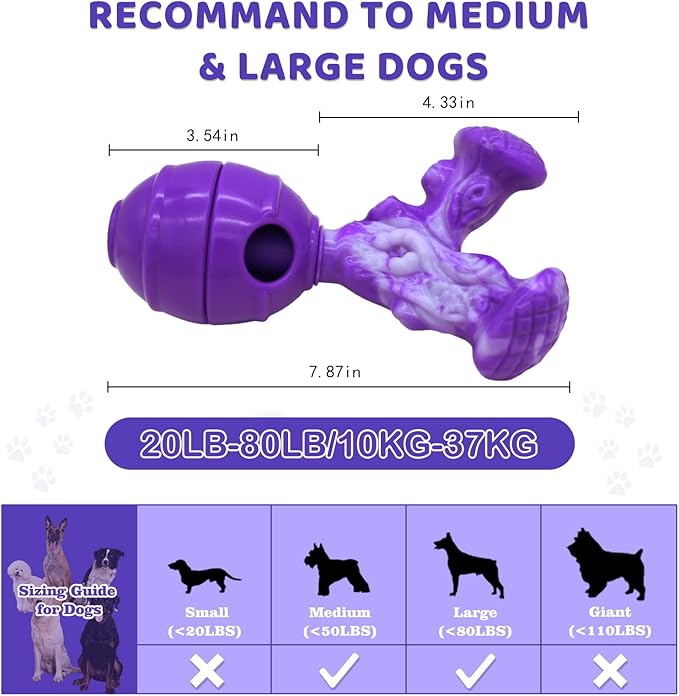BoYoYo Interactive Dog Toys to Keep Them Busy, 3 in 1 Dog Puzzles for Smart Dogs, Treat Dispensing Toy for Large Dogs, Tough Chew Toys for Aggressive Chewers, Medium & Large Breeds, Bacon Flavor