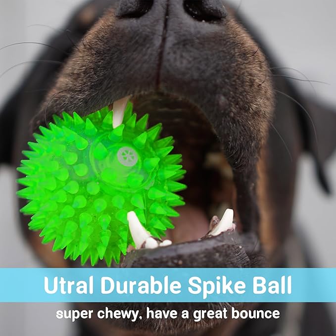 Ousiya 2.5" Squeaky Dog Toy Balls for Small & Medium Dogs – Durable Rubber Chew Toys for Teething Puppies, Spiky Teeth Cleaning Ball with 8 Colors