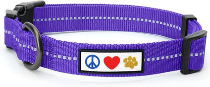 Pawtitas Recycled Dog Collar with Reflective Stitched Puppy Collar Made from Plastic Bottles Collected from Oceans Medium Purple Quartz