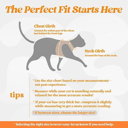 rabbitgoo Cat Harness and Leash Set for Walking Escape Proof, Adjustable Soft Kittens Vest with Reflective Strip for Cats, Comfortable Outdoor Vest,Light Orange,L