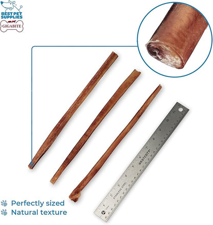 GigaBite Single Ingredient All Natural Free Range Bully Treats and Chews - Bully Sticks/Bladder Sticks/Beef Esophagus by Best Pet Supplies - Bully Sticks (Half-cut 12"), Pack of 10