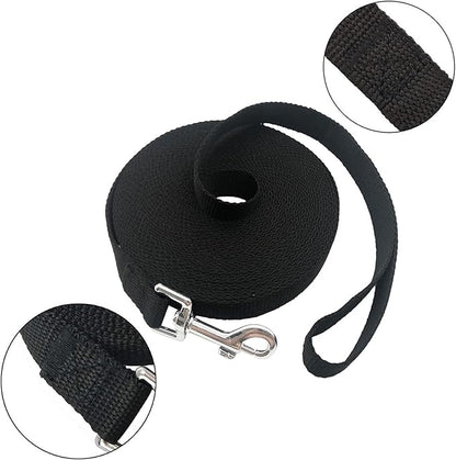 PETGOGO 15ft 20ft 30ft 40ft 50ft Long Dog/Puppy Lead Obedience Recall Training Dog Leashes for Small Medium Dogs Camping, Training, Play, or Backyard (Black, 1" x 50FT)